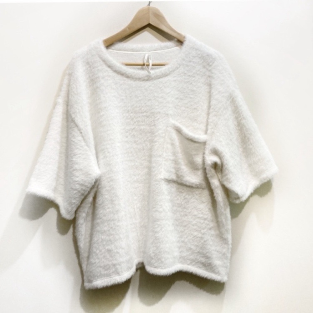 Anthropologie White Fuzzy Sweater